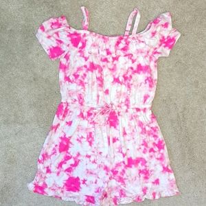 Girls size 8 pink & white tie dyed romper